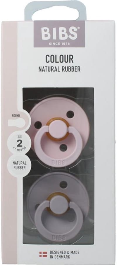 BiBS - Colour Pacifier - Stage 2 Fopspeen - 6+ maanden - 2 stuks - Dusky Lilac / Blossom
