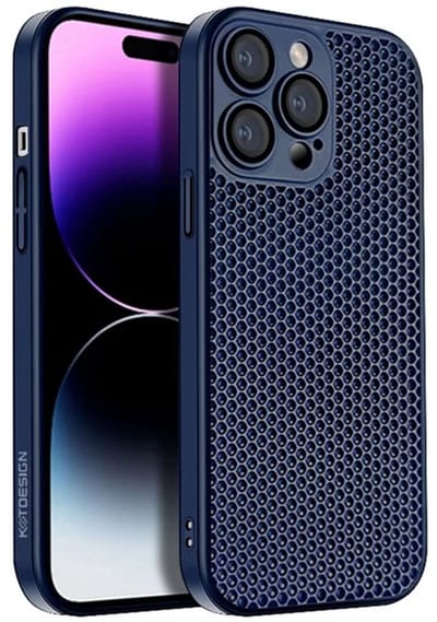 Cityhoesje - iPhone 15 Pro Max - Kstdesign Icenets - Series Backcover, Heat Dissipation Hard - Donker Blauw