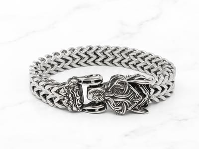 Mei's - Viking Wolf Fenrir - armband heren - RVS zilver - polsmaat 17 cm