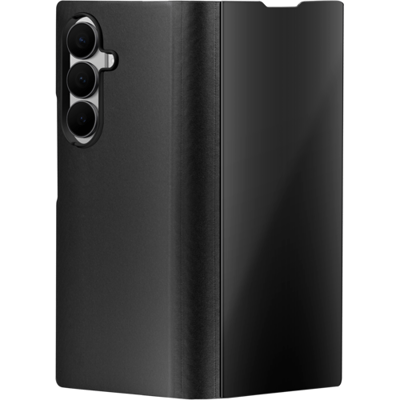 ShieldCase Standing Mirror Case geschikt voor Samsung Galaxy Z Fold 7 – Zwarte Spiegelhoes met Standaardfunctie – Glanzende Flip Cover – Full Body Hoesje voor Fold7
