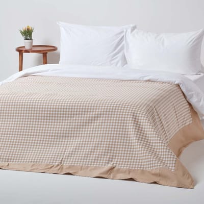 Homescapes Gingham sprei, beige, 150 x 200 cm