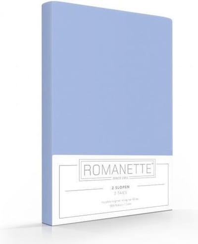 Romanette Kussenslopen Katoen Lichtblauw (2 Stuks) - 65 x 65 cm - [Blauw]