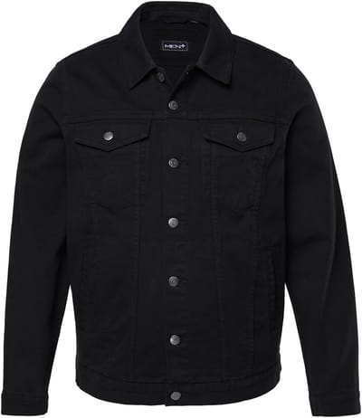 Men Plus - Heren - Jeansjack gekleurd denim borstzakken - Zwart - Maat 3XL