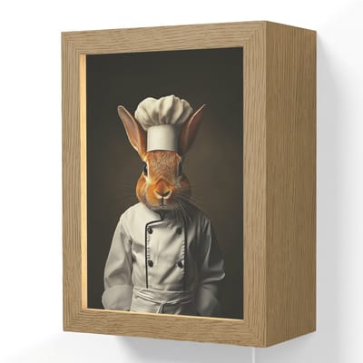 Wandlamp 15x20 cm - Oplaadbaar - Konijn - Kok - Dier - Wandlampen binnen woonkamer - Slaapkamer lamp met kabel - Decoratieve nachtlamp - Vloerlamp snoer