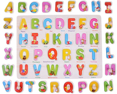 Alfabet Puzzel - ABC - Houten puzzels voor kinderen 1 jaar / 2 jaar / 3 jaar - Educatief speelgoed - Engels - Cadeau jongen / meisje - Baby / Dreumes / Peuter - Traktatie - Uitdeelcadeaus