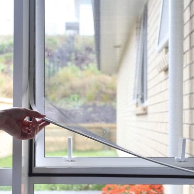 Fly Screen Window Magnet, max. 100 x 130 CM, DIY Insect Protection Magnetic Window, White Magnetic Frame for Fly Screen Window Mosquito Screen without Drilling (Gray Net)