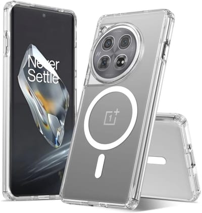 Hoesje Geschikt voor OnePlus 12 - Compatibel met MagSafe - Hard Back Cover met Magneet - Transparant