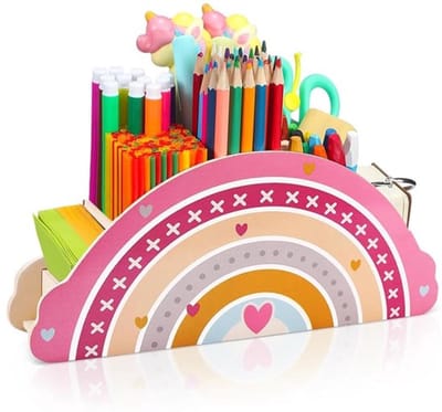 Allecto - Houten Regenboog Pen Organiser - Creatieve Bureau Organizer