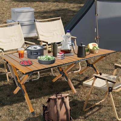 Linkforu – Houten Campingtafel – Picknicktafel – Buitentafel – Tuintafel - Inklapbaar - Draagbaar – Lichtgewicht - 87x44x61