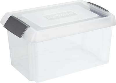 Sunware opslagbox - 51 liter - transparant - 59 x 39 x 29 cm - met afsluitbare extra hoge deksel