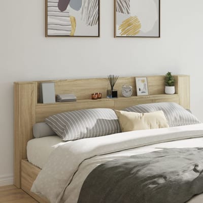vidaXL - Hoofdbordkast - met - LED - 220x16,5x103,5 - cm - sonoma - eikenkleurig