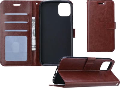 Hoesje - Geschikt voor Apple iPhone 11 - Luxe Bookcase - Walletcase Hoes - Portemonnee - Cover - Telefoonhoes - Bruin