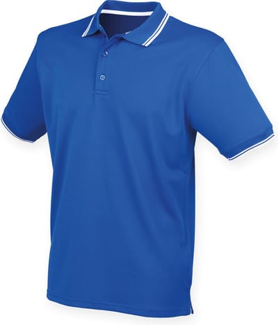 Henbury Men's Coolplus® Tipped Polo Shirt H482 - ROYAL / WHITE - XXL