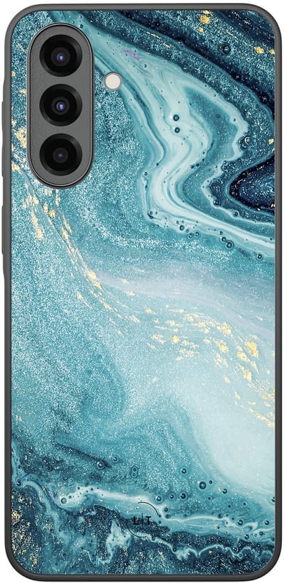 Leuke Telefoonhoesjes - Hoesje geschikt voor Samsung Galaxy A36 - Marmer blauw - Backcover zwart - Marmer - Blauw