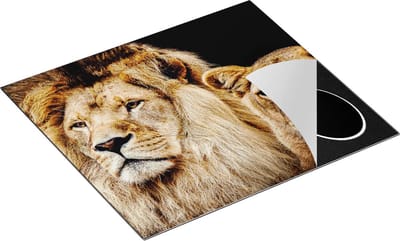 Chefcare Inductie Beschermer Leeuw en Leeuwin - Liefde Koppel - 60x50 cm - Afdekplaat Inductie - Kookplaat Beschermer - Inductie Mat