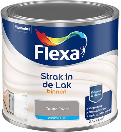 Flexa - Strak In De Lak Binnenlak Zijdeglans - Taupe Twist - Mengverf - 500 Ml