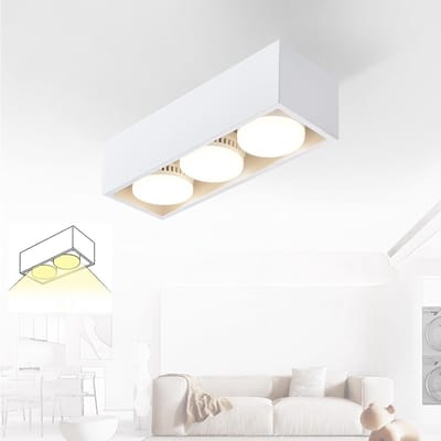 Glitzerlife - Plafondspot Plafondlamp - 30° draaibaar 3xGX53 fitting - opbouwspots - Modern Warm Wit Licht - Mat IJzer Aluminium - Ø30cm - Wit