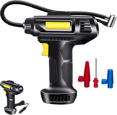Digitale bandenpomp - Draagbare compressor - Banden oppompen - Automatische uitschakeling - 12 Volt - Zwart