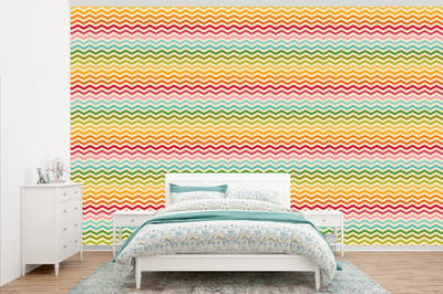 Behang - Fotobehang Patroon - Regenboog - Retro - Breedte 345 cm x hoogte 220 cm