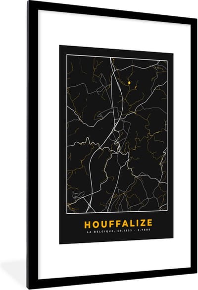 Fotolijst incl. Poster - Houffalize - Goud - Stadskaart - Plattegrond - Kaart - 80x120 cm - Posterlijst