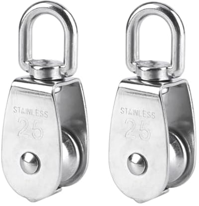 Enkele Katrol 25 mm - Roestvrij Staal - Capaciteit tot 150 kg - 2 Stuks