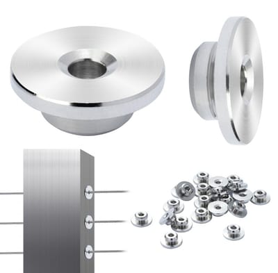 Kabelleuningset voor kabelreling - 51-delig - Voor 0,32 cm kabel - Paalbeschermhoezen voor 1,04 cm horizontale gaten - Onzichtbare persspanner en klem - Zwart