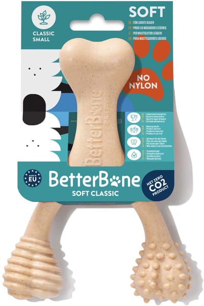 BetterBone Kauwbot Hond - Small Soft Classic - Zacht Kauwspeelgoed voor Kleine Honden & Puppy’s - Nylonvrij & Natuurlijk