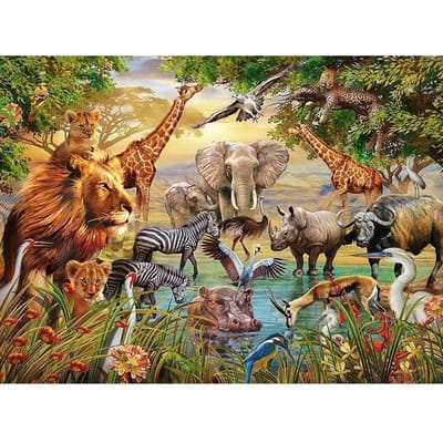 Peinture diamant thème animaux du Zoo, perceuse ronde complète 5D, à faire soi-même, broderie, point de croix 20X30CM beige