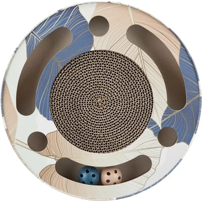 Trixie Scratching drum with balls cardboard catnip ø 33 × 5.5 cm Blauw