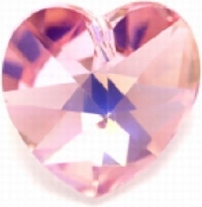 Swarovski Elements, hart 18x18mm, light rose AB met zilverfoil rug (6202), per stuk