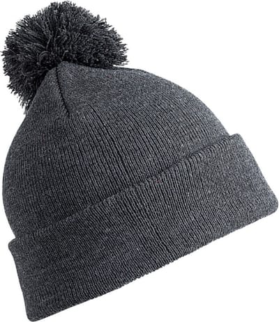 Result Wintermuts - met pom pom - donkergrijs - volwassenen - dames/ heren - muts - 100% acryl