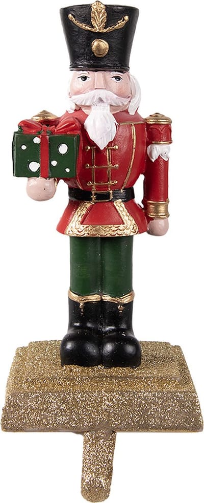 Clayre & Eef Haak Kerstsok Notenkraker 11x10x25 cm Rood Groen Polyresin