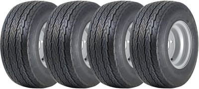 16.5x6.50-8 Aanhangwagenbanden met velgen, 100 mm steekcirkel, straatlegaal, 355 kg (set van 4)
