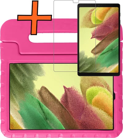 Hoesje - Geschikt voor Samsung Galaxy Tab A7 Lite - Met Screenprotector - Kinderhoes Shockproof Bumper - Kidsproof Case - Tablet Hoes - Kinder Hoes Cover - Roze
