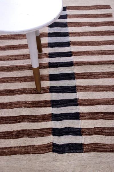 Crème Tapijt Laagpolig Handgeweven Wollen Vloerkleed - Koho Afghan Modern Kelim 147x113 - 147x113cm- Modern - Woonkamer - Salon - Slaapkamer - Eetkamer
