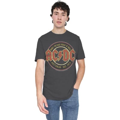 AC/DC Unisex Volwassene Schatting ´73 T-Shirt (Houtskool)