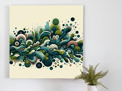Abstract mos schilderij | Mystiek Mozaïek van Natuur: Verfijnde Verbeelding in Groen Tapijt | Kunst - 20x20 centimeter op Dibond | Foto op Dibond