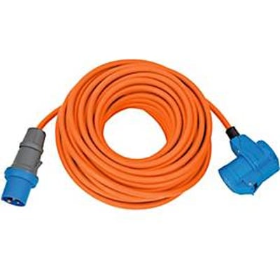 Brennenstuhl Camping Verlengsnoer met CEE Stekker en haakse Koppeling incl. stopcontact (25m kabel in oranje, 230V/16A, voor buitengebruik, Made in Germany)