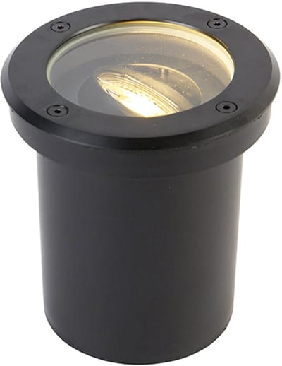 QAZQA delux - Moderne Grondspot - 1 lichts - Ø 13 cm - Zwart - Buitenverlichting