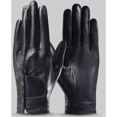 Outdoor Golfhandschoenen Geïmporteerd Lamsleer Antislip Slijtvast Ademend Heren Linkerhand Enkele Lederen Sporthandschoenen - Black