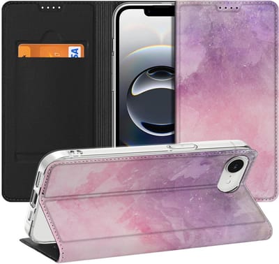 Bookcase voor Apple iPhone 16e/17e Pink Purple Paint