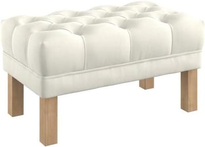 Ottomaan met Knopen - Voetenbank Stool - Zitruimte Creëren - Diep Geknoopt Patroon - 80 cm Breed - Off-White