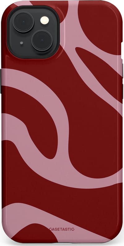 Casetastic hoesje geschikt voor Apple iPhone 15 Plus - MagSafe - Dubbellaagse bescherming - Roze Rode Framboos Blobs - Fashion Case - Bordeaux Lila