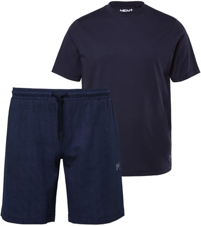 Men Plus - Heren - Pyjama tweedelig kort model - Navy blauw - Maat 4XL
