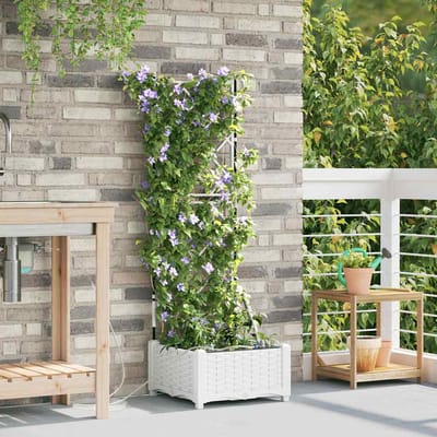 vidaXL - Plantenbak - Wit - 40 - x - 40 - x - 126 - cm - PP