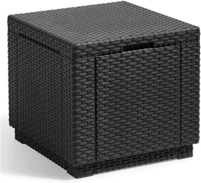 Tuin bijzettafel en opbergkubus Rotan Look Antraciet