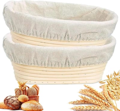 Brood Bakmand - Rijsmand Linnen - Ambachtelijk Brood Bakken - Handgemaakt Rotan - 25 x 15 x 8 cm - Natuurlijk