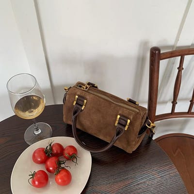 Koreaanse Versie van Herfst en Winter Nieuwe Retro Suède Veelzijdige Één-schouder Diagonale Kleine Tas Kussen Tas Boston Handtas Trendy Dames Tas gray