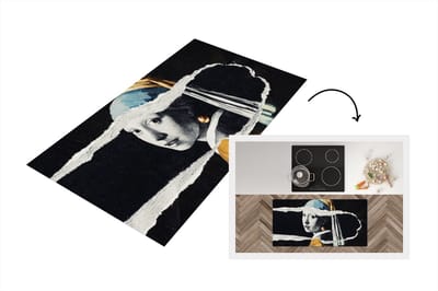 Keukenloper - Loper keuken - Meisje met de parel - Goud - Zwart -Wit - 120x60 cm - Keukenloper vinyl