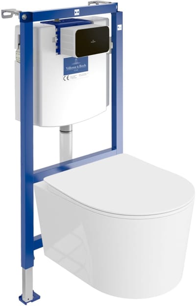Villeroy&Boch Inbouwreservoir Complete Toiletset ViConnect H112 - Inbouw WC Hangtoilet Wandcloset LOSO - Bedieningsplaat Zwart - Voorwandelement voor toilet - Installatiesysteem